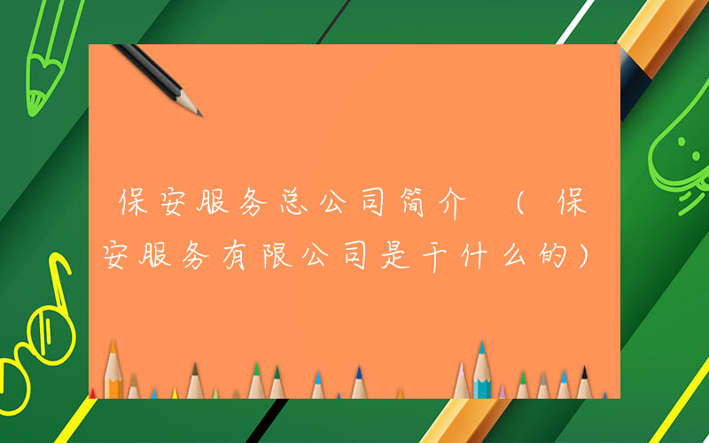 保安服务总公司简介 (保安服务有限公司是干什么的)